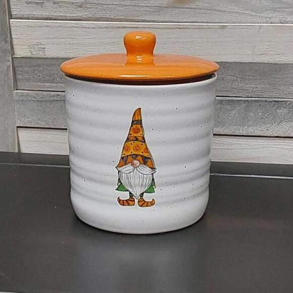 Halloween Gnome Pumpkin Canister Jar | Cobwebs & Cauldrons - Picture 4 of 8